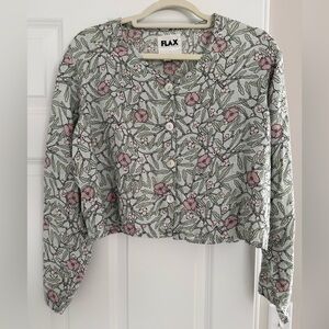 FLAX Floral Linen Blouse